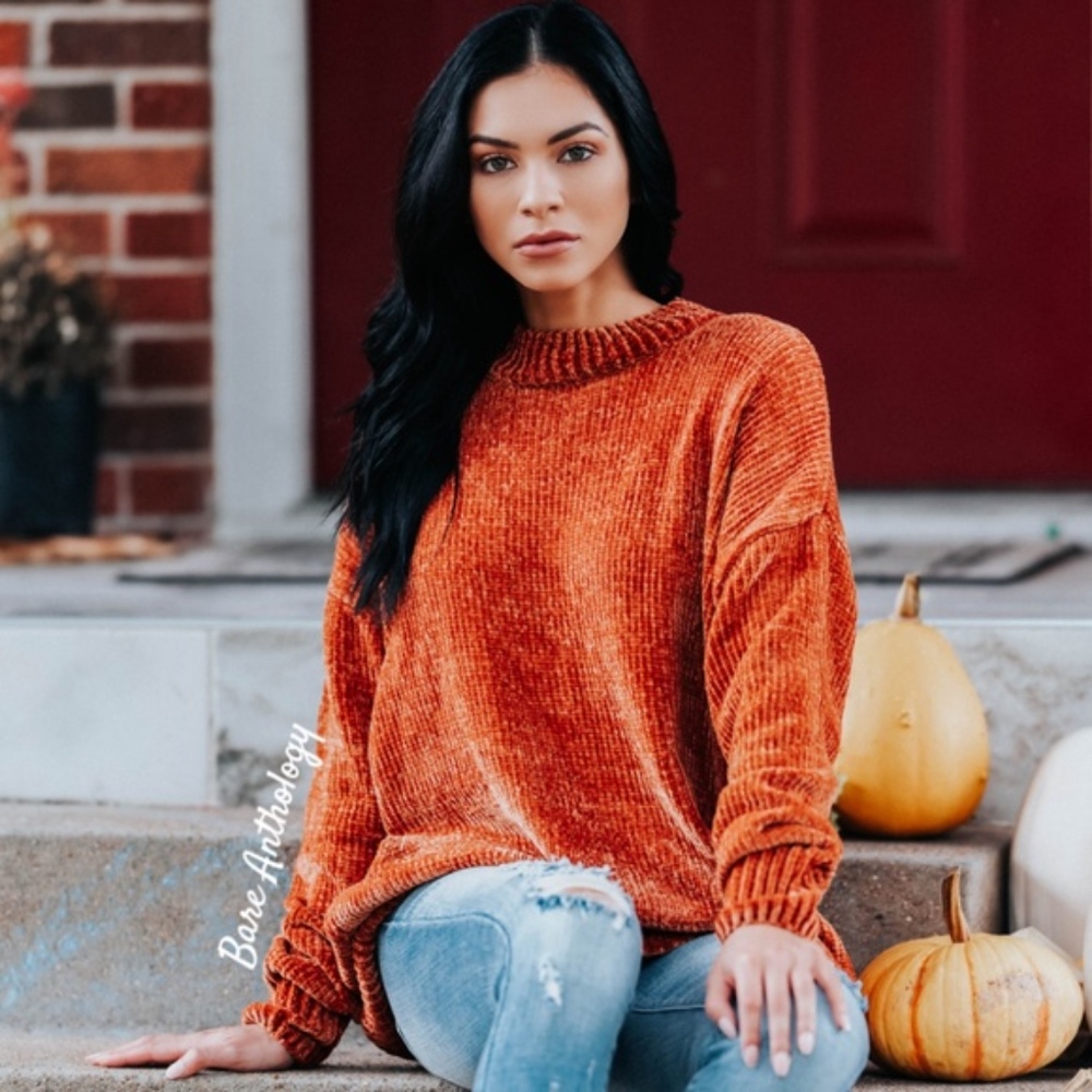 RYLEE Softest Chenille Sweater - RUST